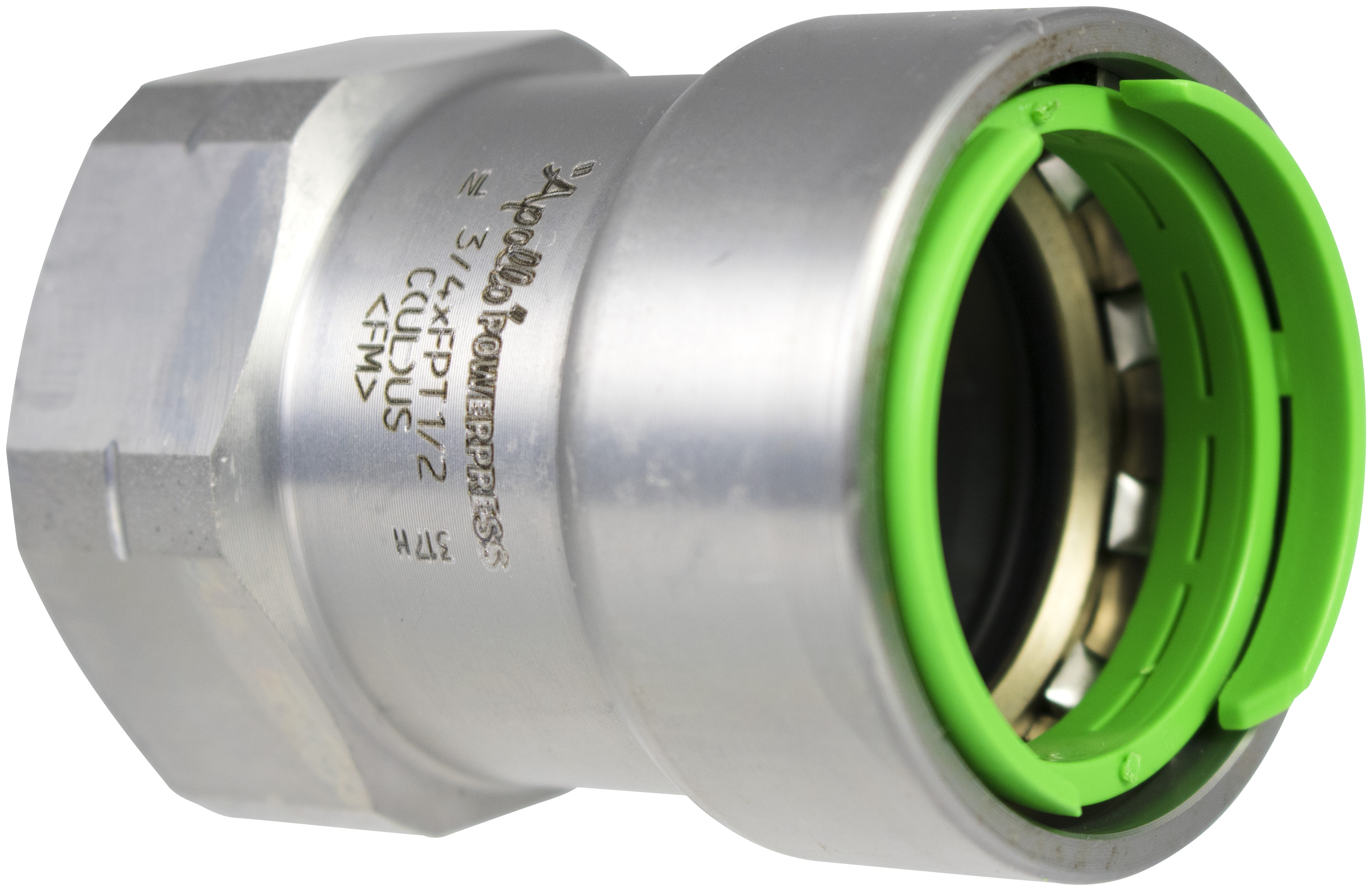 Apollo® 403 Series PWR7480902 Non-Gas Adapter, 1.1 in, 1/2 in, Press x FPT, Carbon Steel, Zinc Nickel-Coated